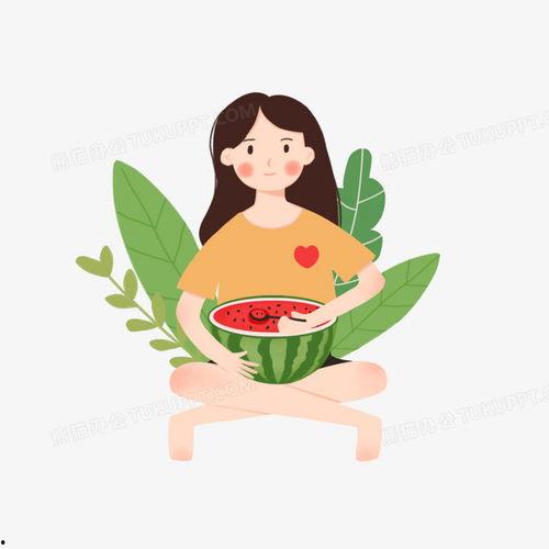 情侣手绘吃瓜,情侣吃瓜时光的美好定格